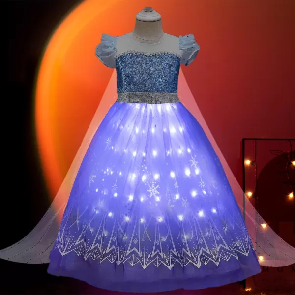 UPORPOR Light Up Girls Halloween Costume Snow Princess Dress Ice Christmas Costumes Toddler Kids Costume Blue PurplePurple Blue