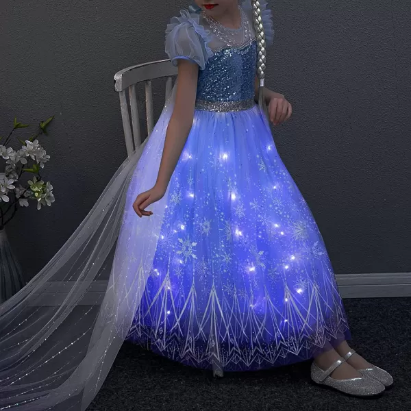 UPORPOR Light Up Girls Halloween Costume Snow Princess Dress Ice Christmas Costumes Toddler Kids Costume Blue PurplePurple Blue