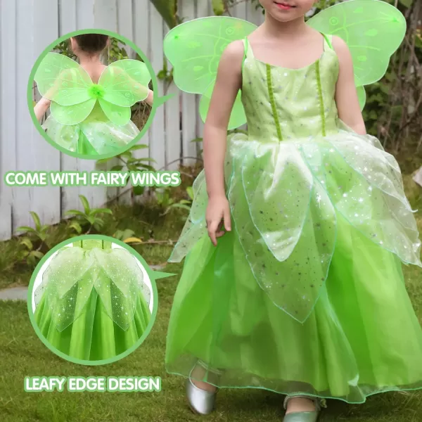 UPORPOR Light Up Girls Halloween Costume Toddler Fairy Dress amp Wings Green Fairy Girls Costume Princess Ball Gown KidsFairy Green