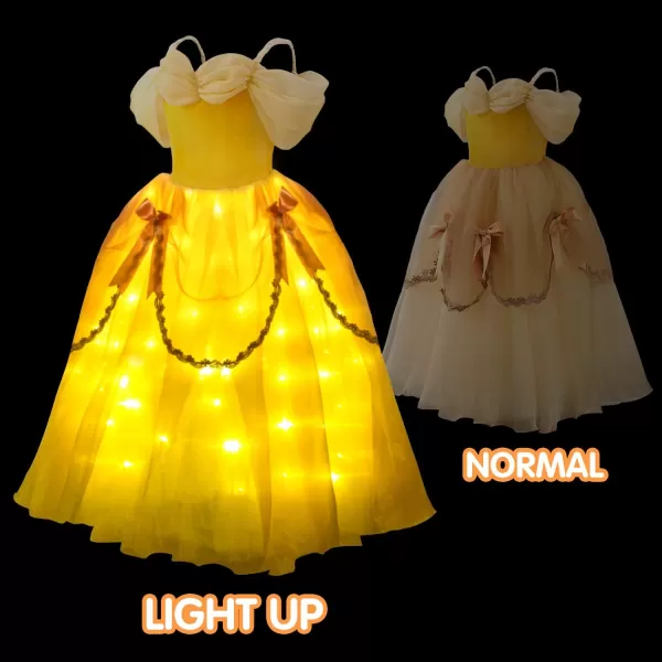 UPORPOR Light Up Girls Halloween Costume for Toddler Princess Dress Kid Fairy Dress Up Clothes Pumpkin YellowBelle