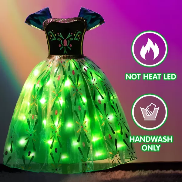 UPORPOR Light Up Princess Dress Christmas Costume for Girls Snow Halloween Ice Gown for Toddler amp Teens Green 210 YearsGreen