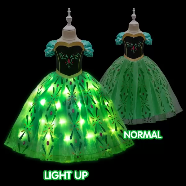 UPORPOR Light Up Princess Dress Christmas Costume for Girls Snow Halloween Ice Gown for Toddler amp Teens Green 210 YearsGreen