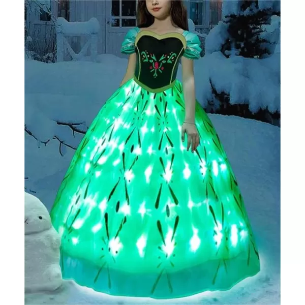 UPORPOR Light Up Princess Dress Christmas Costume for Girls Snow Halloween Ice Gown for Toddler amp Teens Green 210 YearsGreen