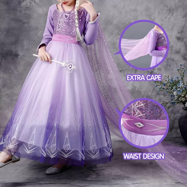 UPORPOR Light Up Princess Dress Girls Halloween Costume Christmas Costume Toddler Dressing Up for Bithday Party PurplePurple