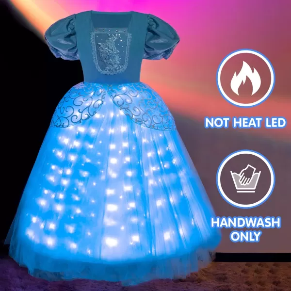 UPORPOR Light Up Princess Dress Girls Halloween Costume Toddler Blue Princess Dress Up Kids Outfit VestitoBlue