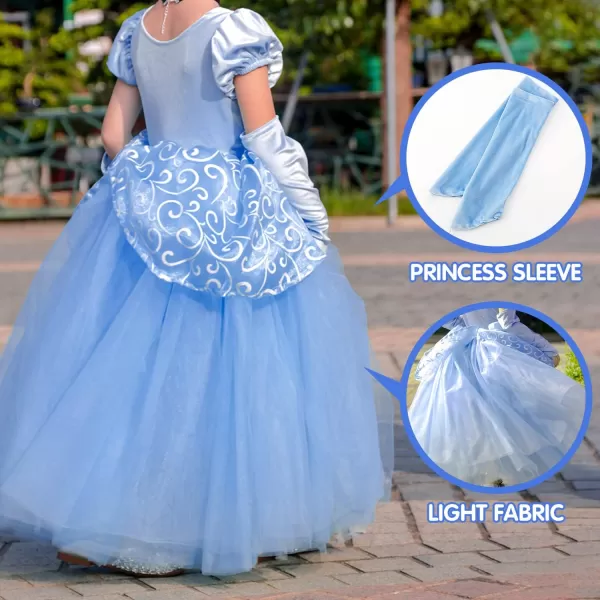 UPORPOR Light Up Princess Dress Girls Halloween Costume Toddler Blue Princess Dress Up Kids Outfit VestitoBlue