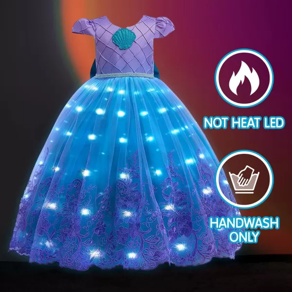 UPORPOR Light Up Princess Dress Girls Halloween Costumes Outfit for Teens Christmas Dress for Kids Toddler 210 YearsPurple Blue