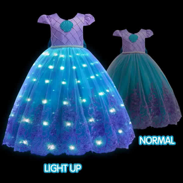 UPORPOR Light Up Princess Dress Girls Halloween Costumes Outfit for Teens Christmas Dress for Kids Toddler 210 YearsPurple Blue