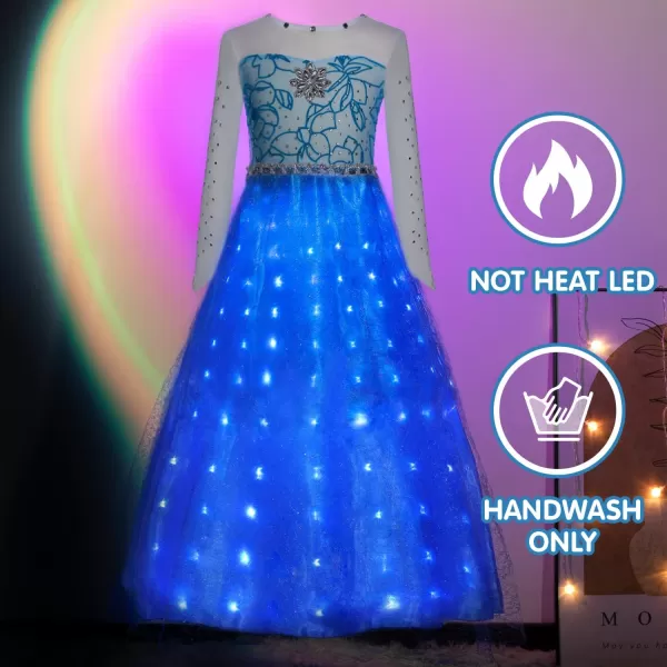 UPORPOR Light Up Princess Dress Halloween Costumes Girls Kid Toddler Clothes Christmas Party Outfit Vestido Blue 214 YearsElsa Blue