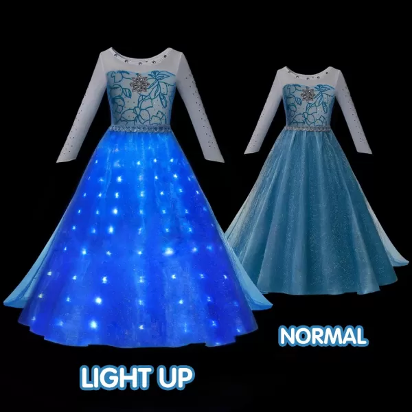 UPORPOR Light Up Princess Dress Halloween Costumes Girls Kid Toddler Clothes Christmas Party Outfit Vestido Blue 214 YearsElsa Blue