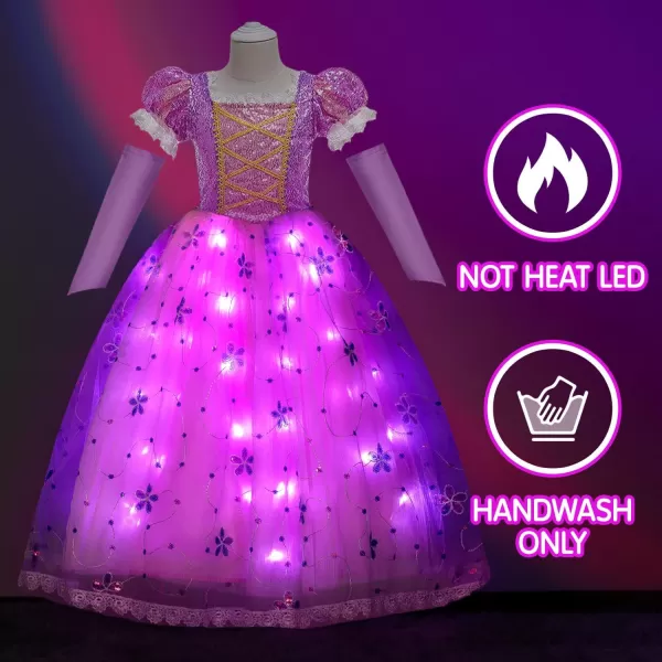 UPORPOR Light Up Princess Dress Up Clothes LED Halloween Girls Costume hristmas Kids Party Dresses Toddler Pink PurplePink Purple