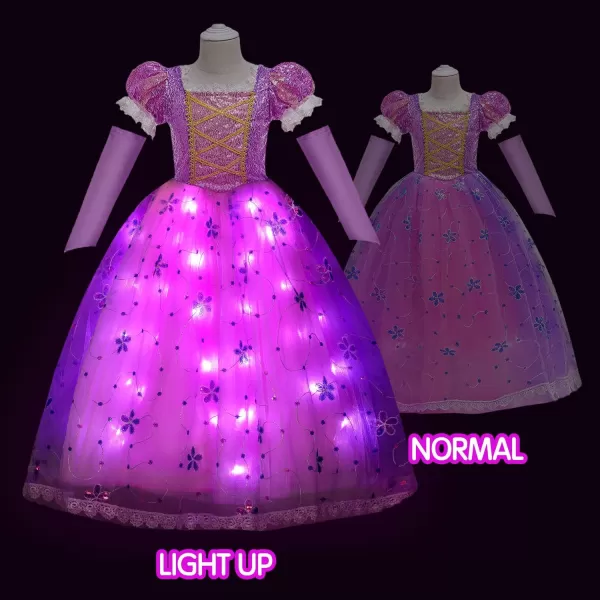 UPORPOR Light Up Princess Dress Up Clothes LED Halloween Girls Costume hristmas Kids Party Dresses Toddler Pink PurplePink Purple