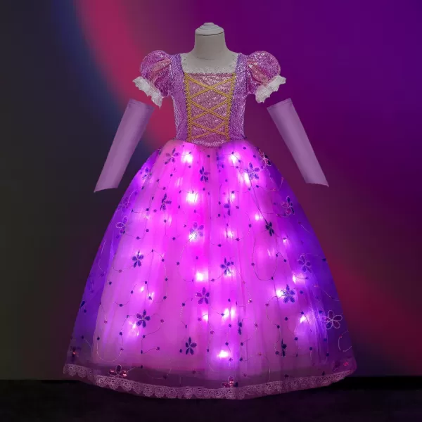 UPORPOR Light Up Princess Dress Up Clothes LED Halloween Girls Costume hristmas Kids Party Dresses Toddler Pink PurplePink Purple