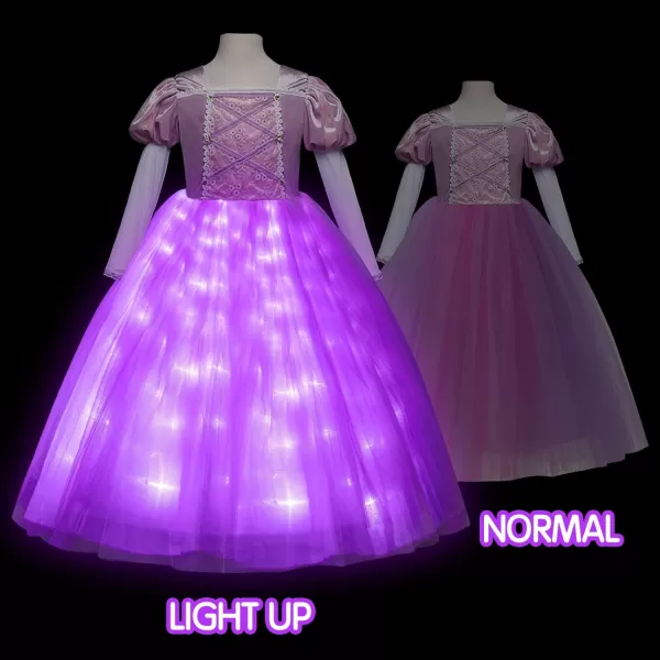 UPORPOR Light Up Purple Princess Dress Costumes for Girls Kids Toddler Halloween Christmas Party Dress Up Clothes OutfitPurple