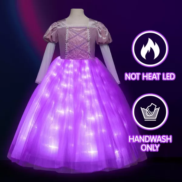 UPORPOR Light Up Purple Princess Dress Costumes for Girls Kids Toddler Halloween Christmas Party Dress Up Clothes OutfitPurple