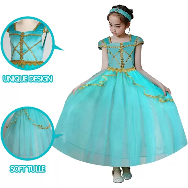 UPORPOR Magical LED Princess Dress Up Clothes Costume Girls Halloween Princess Cosplay Party Supply Christmas Blue GreenAqua