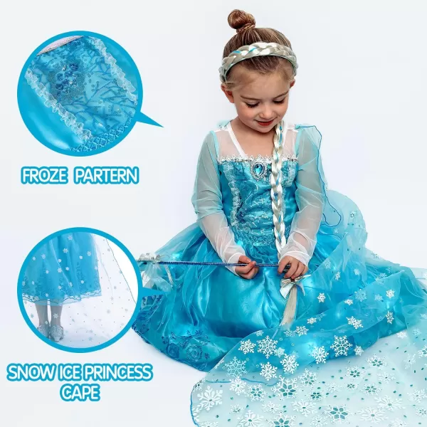 UPORPOR Magical Princess Dress Up Clothes with Cape for Little Girls Halloween Costume Kids LED Light Up Dress Party BlueBlue