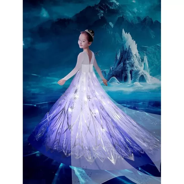 Light Up Princess Costume for Girls Christmas Dress for Girls Halloween LED Costume for Teens Toddler White PurpleWhite Purple