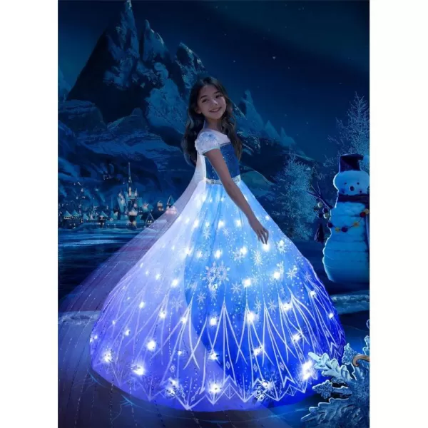 UPORPOR Light Up Girls Halloween Costume Snow Princess Dress Ice Christmas Costumes Toddler Kids Costume Blue PurplePurple Blue