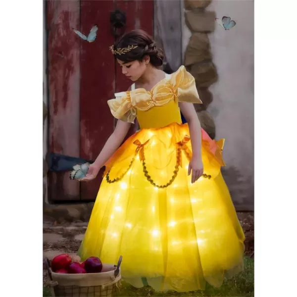 UPORPOR Light Up Girls Halloween Costume for Toddler Princess Dress Kid Fairy Dress Up Clothes Pumpkin YellowBelle