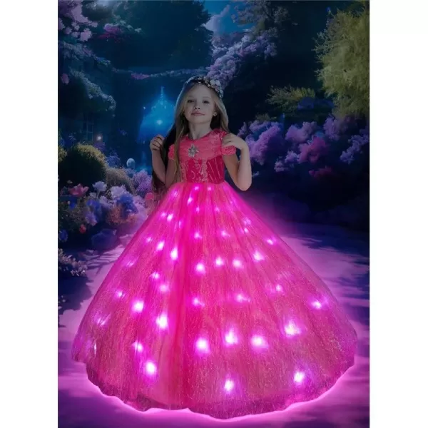 UPORPOR Light Up Pink Princess Dresses for Girls Halloween Costumes Girls Toddler Kids TeensPink