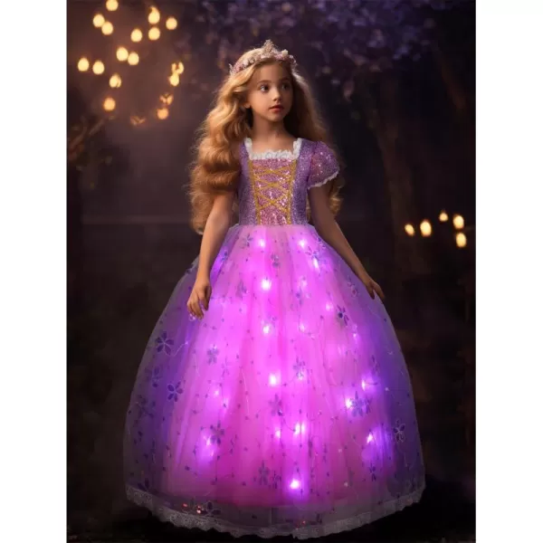 UPORPOR Light Up Princess Dress Up Clothes LED Halloween Girls Costume hristmas Kids Party Dresses Toddler Pink PurplePink Purple