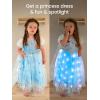 imagePrincess Dresses for Girls Toddler Princess Costume Dress Up Clothes for Girls Halloween Costume with Cape for Christmas Birthday Party LED Light No Assembly Needed 110Blue
