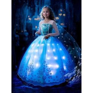 imageLight Up Princess Dress Girls Halloween Costume Christmas Costume Toddler Dressing Up for Bithday Party PurpleBlue