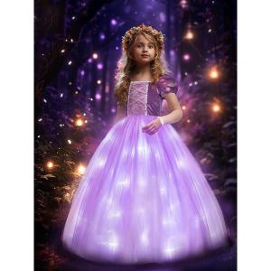 imageLight Up Princess Dress Girls Halloween Costume Christmas Costume Toddler Dressing Up for Bithday Party PurplePurple Velvet