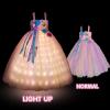 imageLight Up Dress Fairy Halloween Costume for Girls Princess Tulle Birthday Dress LED Costume Kids Toddler Dress Rainbow 160