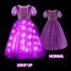 imagePrincess Dress Light Up Costume Halloween Dress Up Clothes for Little Girl Christmas Party Outfit PurplePurple