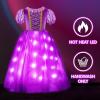 imagePrincess Dress Light Up Costume Halloween Dress Up Clothes for Little Girl Christmas Party Outfit PurplePurple
