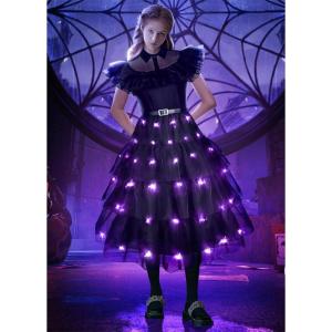 imageLight Up Black Halloween Costumes for Girls Teens with Belt Movie Character School Dancing Dress Up Clothes