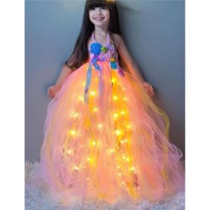 imageLight Up Dress Fairy Halloween Costume for Girls Princess Tulle Birthday Dress LED Costume Kids Toddler Dress Rainbow 160