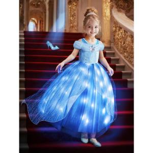 imagePrincess Costumes for Girls  Light Up Princess Dress Up Clothes for Girls Halloween Costume Christmas Birthday PartyBlue