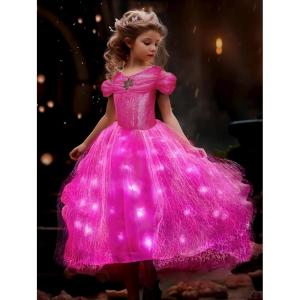 imagePrincess Dress Up for Girls Syncs with Music AppControl Princess Costumes RGB Led Light Up Halloween CostumePink
