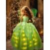 image:imageLight Up Girls Halloween Costume Toddler Fairy Dress amp Wings Green Fairy Girls Costume Princess Ball Gown KidsGreen