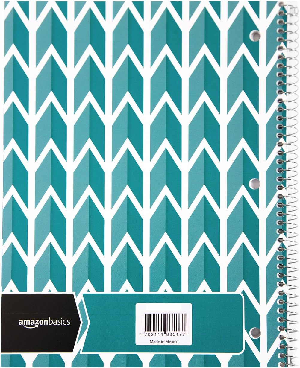 Amazon Basics College Ruled Wirebound Spiral Notebook 100 Sheet  5Pack Assorted Sunburst Pattern ColorsAssorted Lattice Pattern