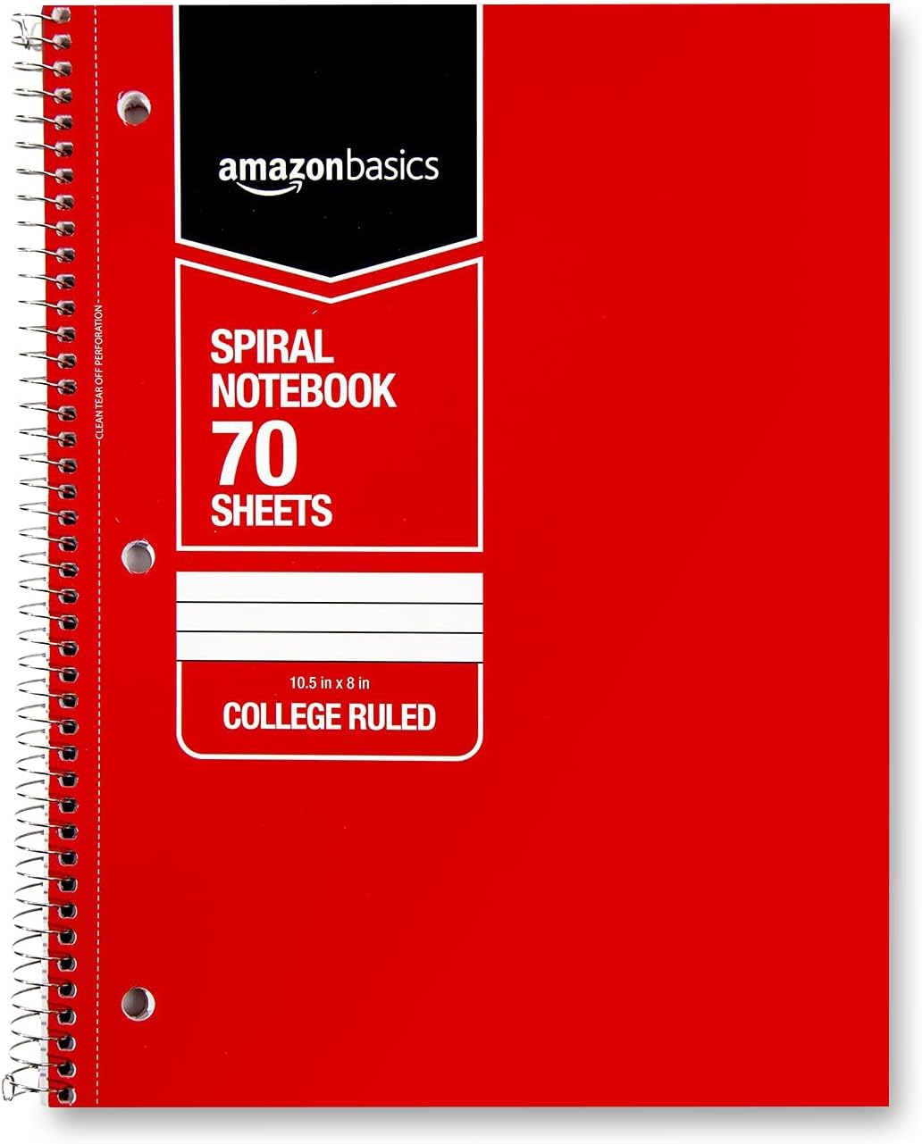 Amazon Basics College Ruled Wirebound Spiral Notebook 100 Sheet  5Pack Assorted Sunburst Pattern ColorsAssorted Solid