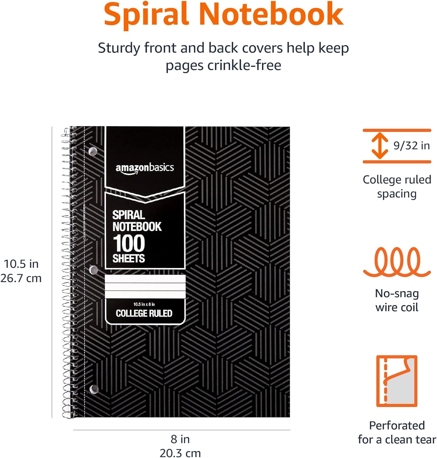 Amazon Basics College Ruled Wirebound Spiral Notebook 100 Sheet  5Pack Assorted Sunburst Pattern ColorsAssorted Sunburst Pattern
