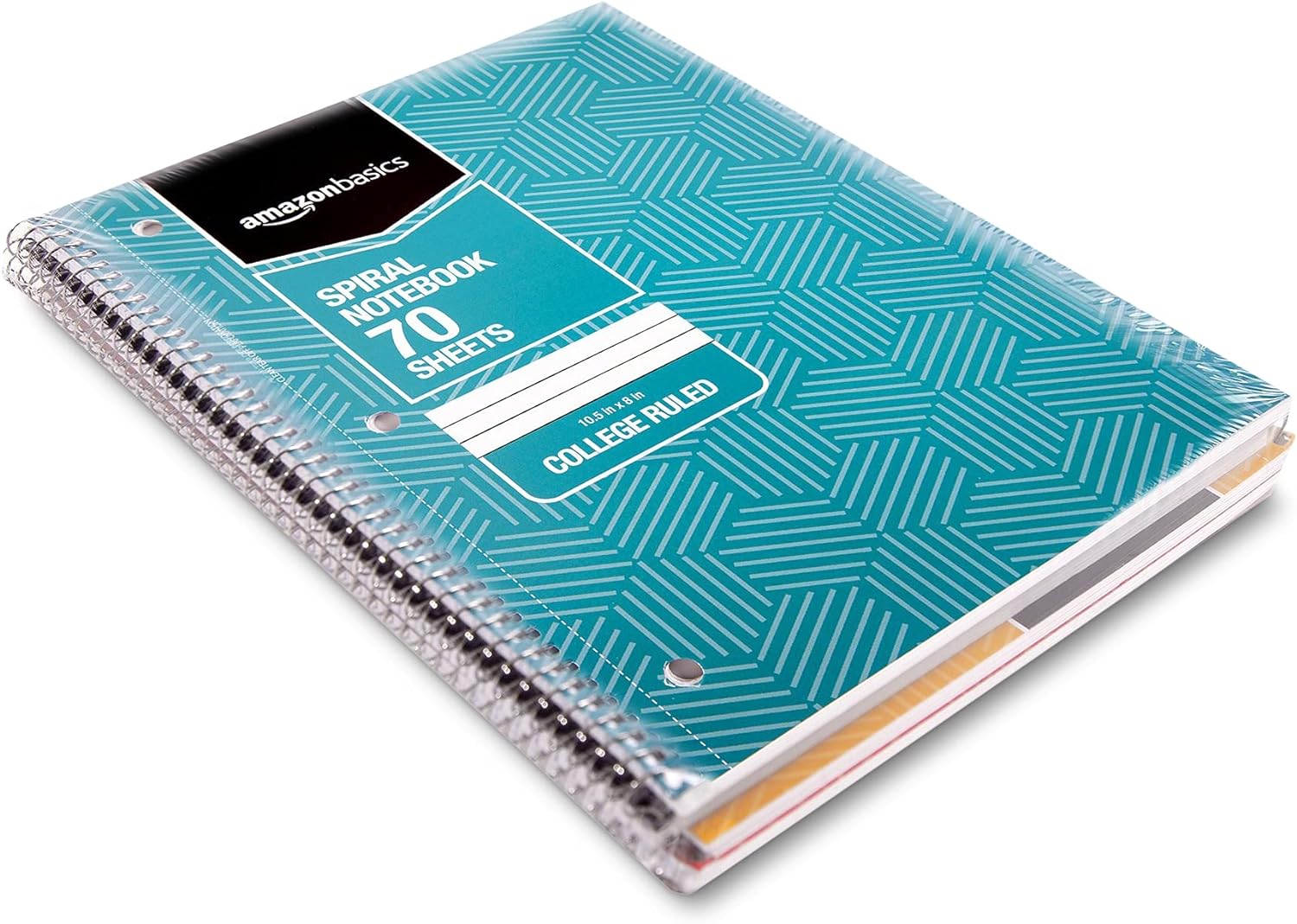 Amazon Basics College Ruled Wirebound Spiral Notebook 100 Sheet  5Pack Assorted Sunburst Pattern ColorsAssorted Sunburst Pattern
