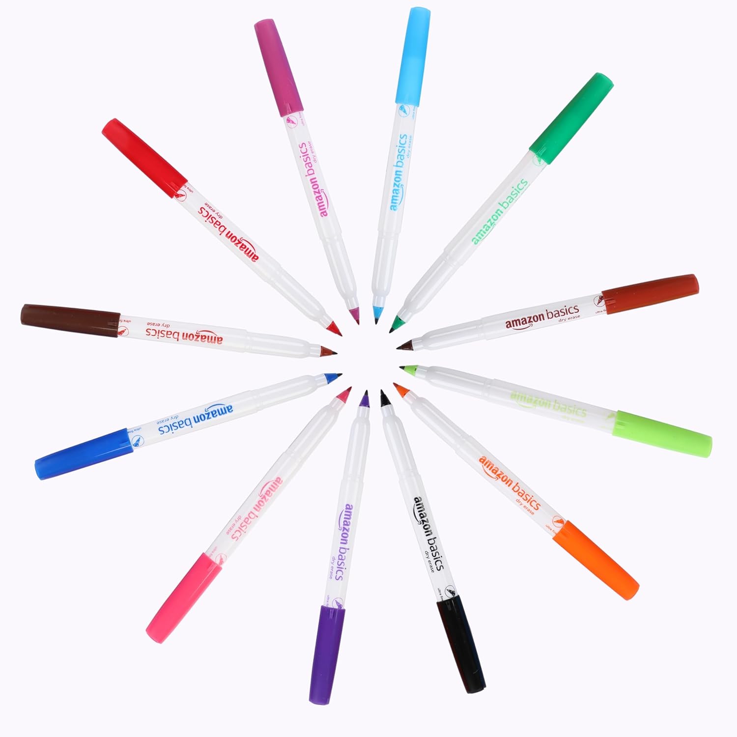 Amazon Basics Low Odor Ultra Fine Tip Dry Erase White Board Markers  Assorted Colors 12 PackAssorted