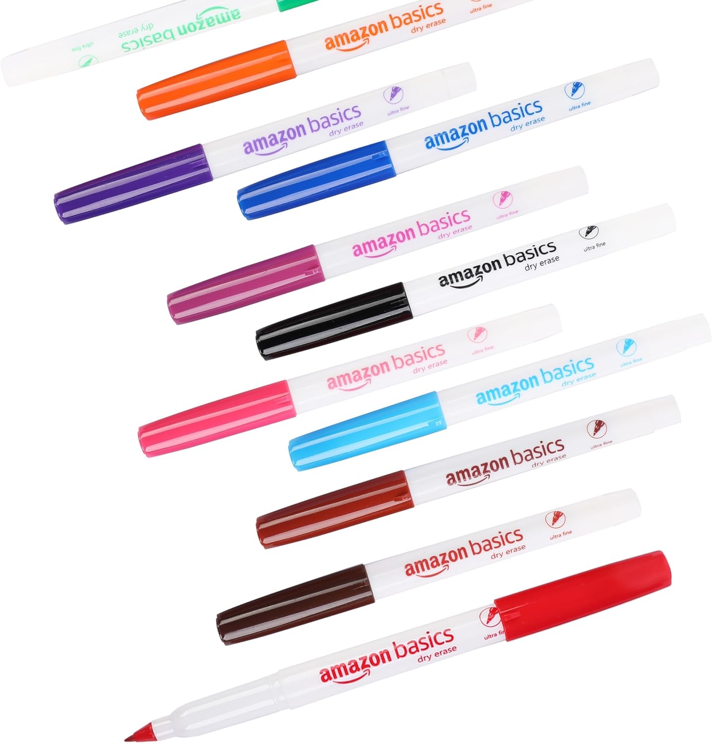Amazon Basics Low Odor Ultra Fine Tip Dry Erase White Board Markers  Assorted Colors 12 PackAssorted