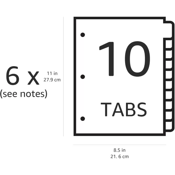 Amazon Basics 12 Tab Monthly Dividers for 3 Ring Binder Customizable Table of Contents Page Multicolor 10Pack10Tab