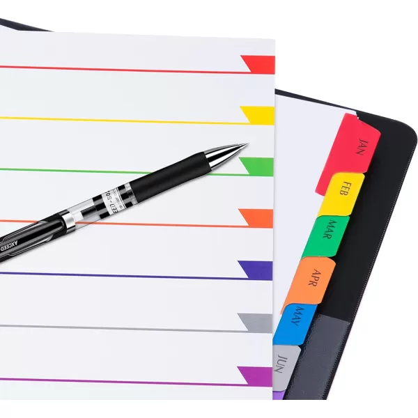 Amazon Basics 12 Tab Monthly Dividers for 3 Ring Binder Customizable Table of Contents Page Multicolor 10Pack12Tab