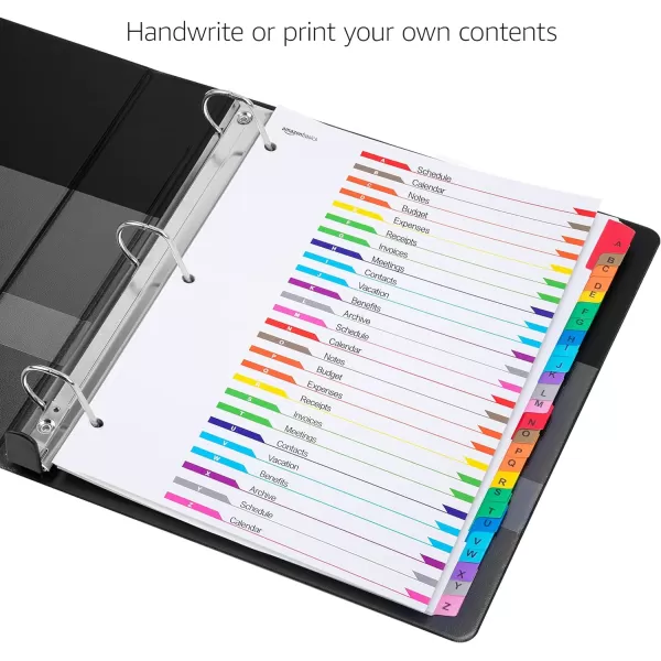 Amazon Basics 12 Tab Monthly Dividers for 3 Ring Binder Customizable Table of Contents Page Multicolor 10PackAZ Tabs