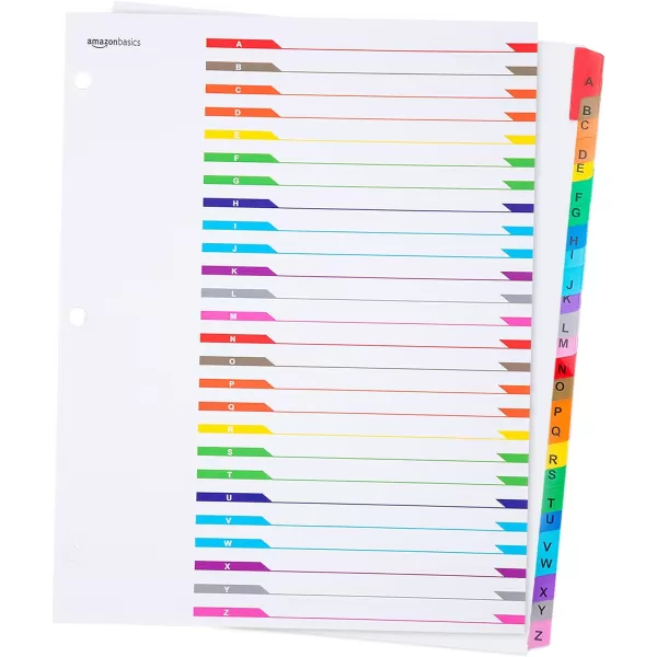 Amazon Basics 12 Tab Monthly Dividers for 3 Ring Binder Customizable Table of Contents Page Multicolor 10PackAZ Tabs