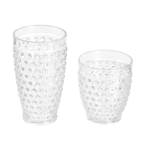 Amazon Basics 12Piece Tritan Plastic drinkware Set  Hobnail Highball and Double Old Fashioned 6Pieces Each 18oz13oz Clear12Piece Drinkware Set