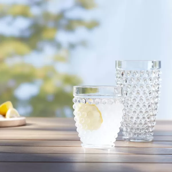 Amazon Basics 12Piece Tritan Plastic drinkware Set  Hobnail Highball and Double Old Fashioned 6Pieces Each 18oz13oz Clear12Piece Drinkware Set