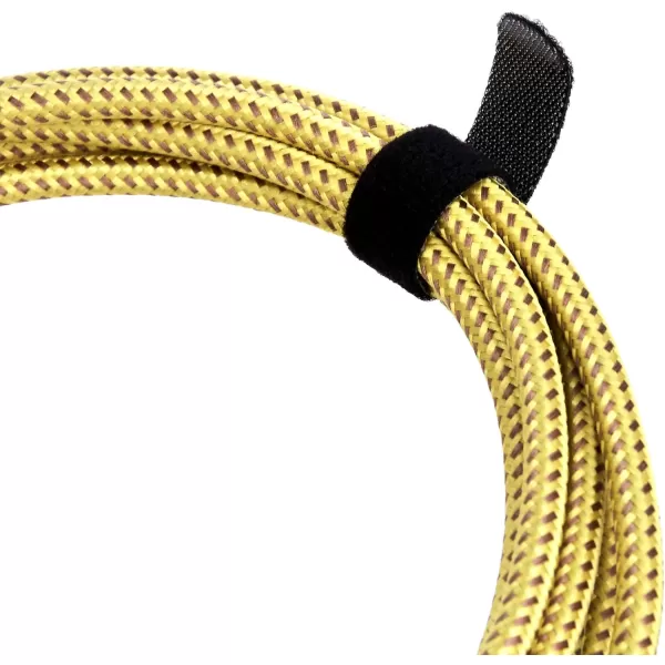 Amazon Basics 14 Inch TS Connector Tweed Cloth Jacket Straight Instrument Cable  10 Foot Yellow  BrownYellow  Brown